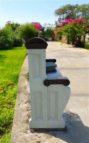 Vintage Wooden Church Pew, 3' 9" Porch Bench, Entry Foyer, Dining Seating, C20