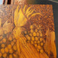 1905 Hand Carved Wood Folk Art, Pyrography Vintage Americana, Autumn Harvest