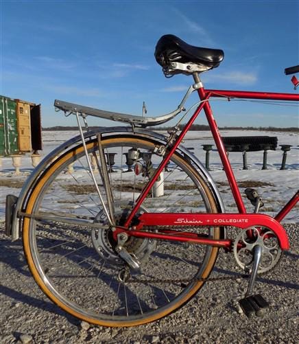 1975 Chicago Schwinn Collegiate Bicycle, Mens Red Bike, Serial# CL522168