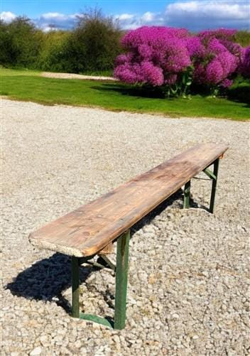 Stained Vintage German Beer Garden Bench Portable Industrial Wood Bench Seat B42