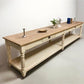 12' Antiqued Kitchen Island with Drawers, Store Counter Display Harvest Table