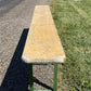 Yellow Vintage German Beer Garden Bench, Portable Industrial Wood Bench Seat, Y6