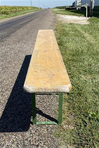 Yellow Vintage German Beer Garden Bench, Portable Industrial Wood Bench Seat, Y6