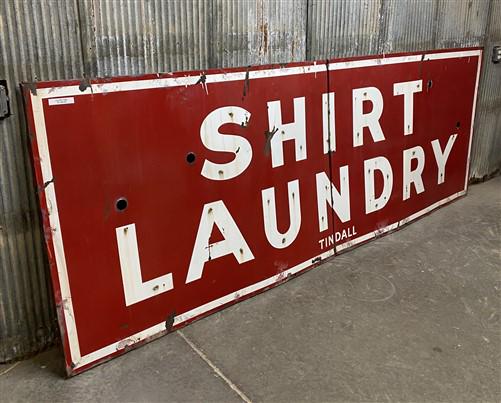 11' Shirt Laundry Sign, Vintage Tin Sign, Advertising, Laundry, Single Side