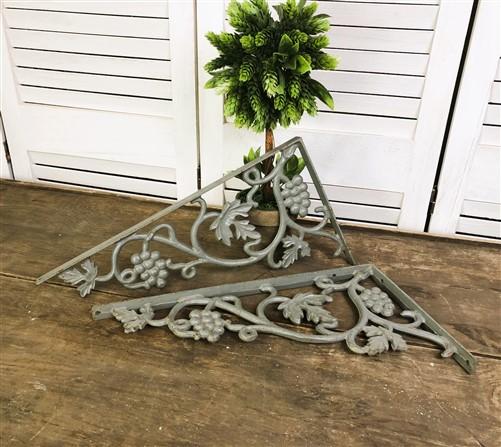 Set of 2 Elegant Eastlake Metal Shelf Brackets, Vintage Ornate Wall Brackets, a5