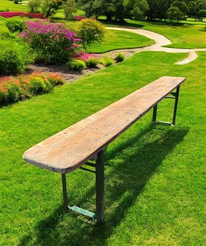 Stained Vintage German Beer Garden Bench Portable Industrial Wood Bench Seat B41