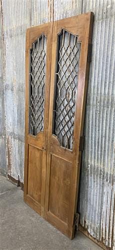 Vintage Indian Garden Gates, Teak Metal Carved Doors, Architectural Salvage A112