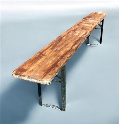 Stained Vintage German Beer Garden Bench Portable Industrial Wood Bench Seat B43