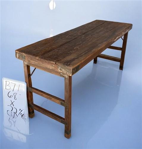 Rustic Folding Table, Vintage Dining Room Table, Kitchen Island, Sofa Table, B71