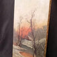 1900s American Folk Art Landscape Paint on Canvas, Original Art Winter Scene, B