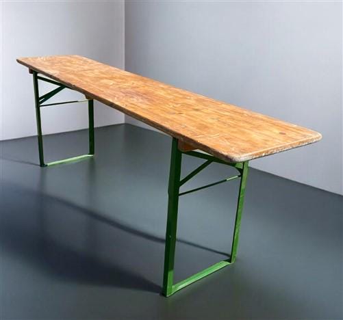 Vintage German Beer Garden Table, Portable Industrial Wood Table, Dining, C92