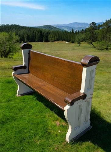 Vintage Wooden Church Pew, Porch Bench, Entry Foyer Bench, Dining Seating, C27