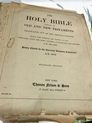 1901 Antique Holy Bible American Standard Ed., 1915 Augusta Christian Church