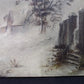 1880s Midwest Landscape Painting on Canvas, Original Art Winter Village, C