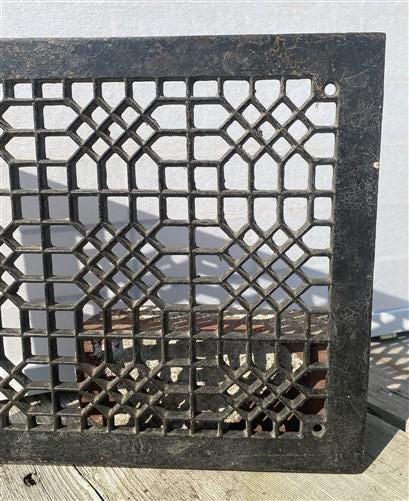 Ornate Art Deco Cast Iron Grate Vintage Wall Floor Fireplace Register Vent A4