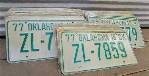 Set of 50 License Plates Lot Vintage Oklahoma Automobile Car Truck Tags iv