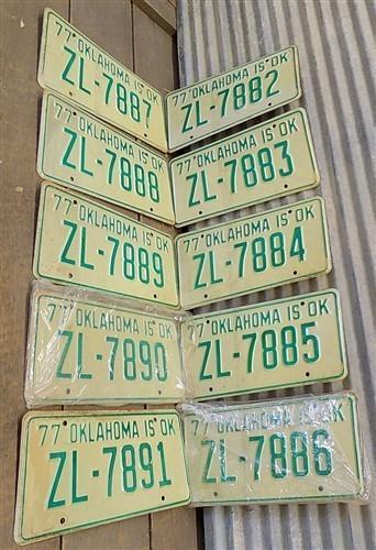 Set of 50 License Plates Lot Vintage Oklahoma Automobile Car Truck Tags iv