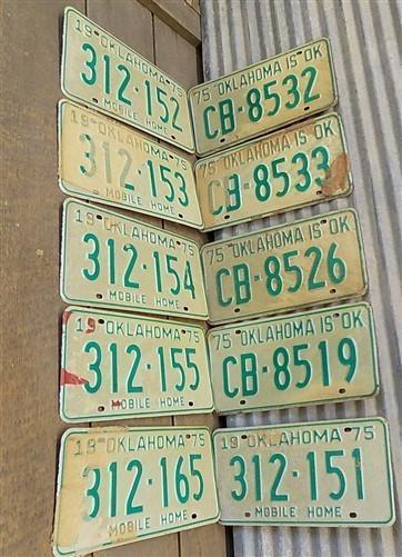 Set of 50 License Plates Lot Vintage Oklahoma Automobile Car Truck Tags iv