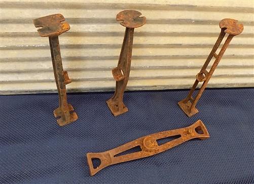 4 Cast Iron Brackets Art Deco Industrial Architectural Salvage Hardware Vintage