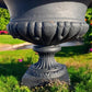 18" Tall Cast Iron Fluted Urn, Flower Pot Planter, Garden Patio Yard Art Q1