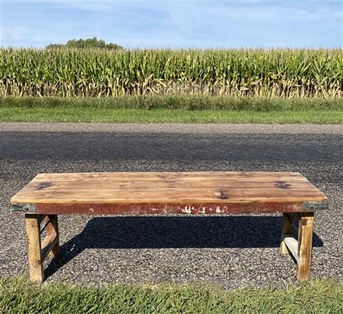 Rustic Folding Bench, Vintage Reclaimed Wood Bench, Farmhouse Decor Seat, A46