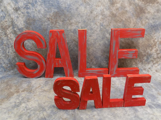 Sale Cardboard Letters 15 5/8 Inch 8 Inch Red Vintage Display Advertising Sign