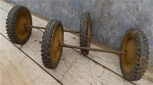 4 Vintage Metal Spoke Baby Buggy Wheels Pedal Car Garden Cart Pumpkin Wagon a36