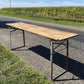 Stained Vintage German Beer Garden Table, Portable Industrial Wood Table, A7