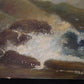 1920s E Crowe Seascape Painting on Canvas Board, Original Art Waterscape, Q