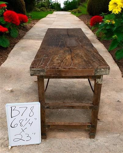 Rustic Folding Table, Vintage Dining Room Table, Kitchen Island, Sofa Table, B78