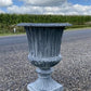 18" Tall Cast Iron Fluted Urn, Flower Pot Planter, Garden Patio Yard Art H1