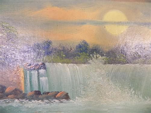 1920s Intinerant Art Landscape Painting, Original Art Waterfall, Landscape, N