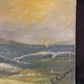 1920s E Crowe Seascape Painting on Canvas Board, Original Art Waterscape, Q