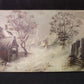 1880s Midwest Landscape Painting on Canvas, Original Art Winter Village, C