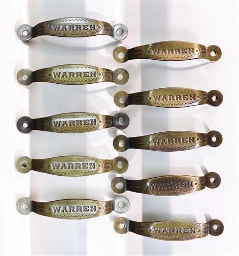 10 Warren Brass Cabinet Handle 3.5" Drawer Pulls, Kitchen Furniture Hardware B