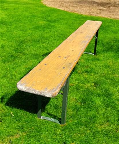 Yellow Vintage German Beer Garden Bench, Portable Industrial Wood Bench Seat, Y5