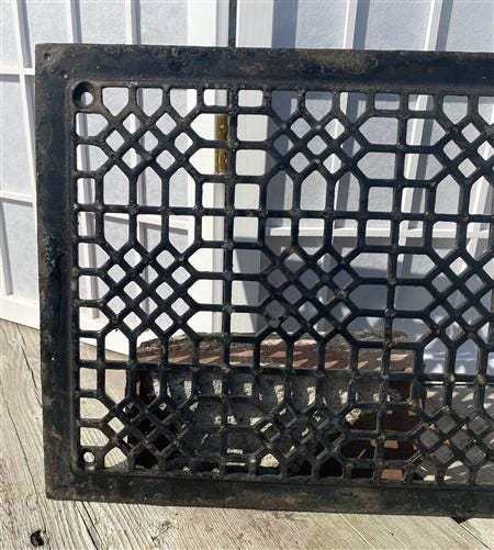 Ornate Art Deco Cast Iron Grate Vintage Wall Floor Fireplace Register Vent A6