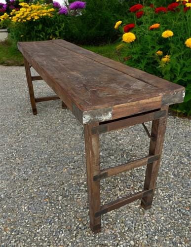 Rustic Folding Table, Vintage Dining Room Table, Kitchen Island, Sofa Table, B96