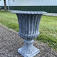 18" Tall Cast Iron Fluted Urn, Flower Pot Planter, Garden Patio Yard Art H1