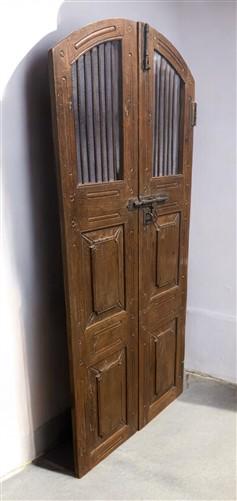 Vintage Indian Garden Gates, Carved Teak Metal Doors, Architectural Salvage A108