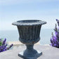 12" Tall Cast Iron Fluted Urn, Flower Pot Planter, Garden Patio Yard Art J1