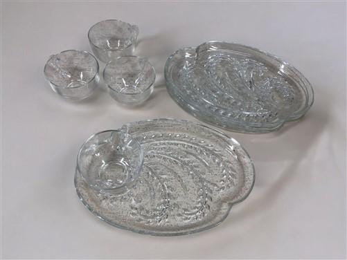 1950s Homestead Retro Snack Set, 4 Plates 4 Cups Federal Glass, Original Box B