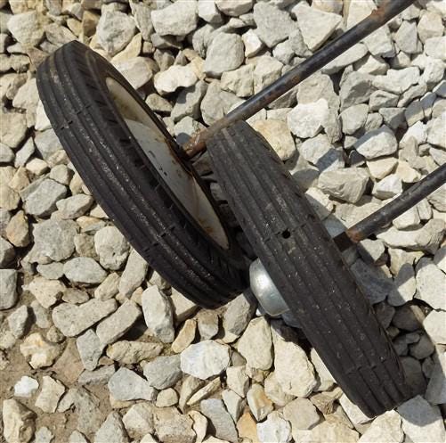 4 Vintage Metal Baby Buggy Wheels Pedal Car Garden Cart Pumpkin Wagon A51