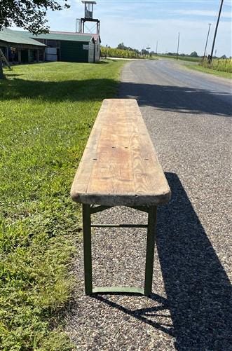 Stained Vintage German Beer Garden Bench Portable Industrial Wood Bench Seat B45