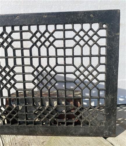 Ornate Art Deco Cast Iron Grate Vintage Wall Floor Fireplace Register Vent A3