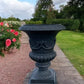 17" Tall Cast Iron Fluted Urn, Flower Pot Planter, Garden Patio Yard Art G1