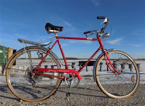 1975 Chicago Schwinn Collegiate Bicycle, Mens Red Bike, Serial# CL522168