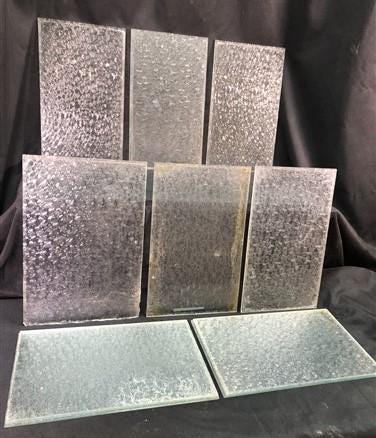 10 Panes Vintage Clear Florentine Wissmach Glass, Muranese Textured Glass k