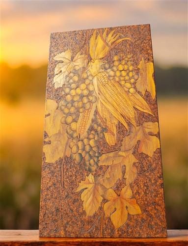 1905 Hand Carved Wood Folk Art, Pyrography Vintage Americana, Autumn Harvest