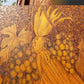 1905 Hand Carved Wood Folk Art, Pyrography Vintage Americana, Autumn Harvest